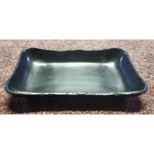 Pottery Barn Lotus Rectangle Trinket Tray Polished Metal Dark Gray Heavy *flaw